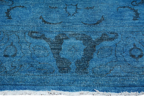 handmade Over Dyed Over Dyed Blue Blue Hand Knotted RECTANGLE 100% WOOL area rug 8' x 10'