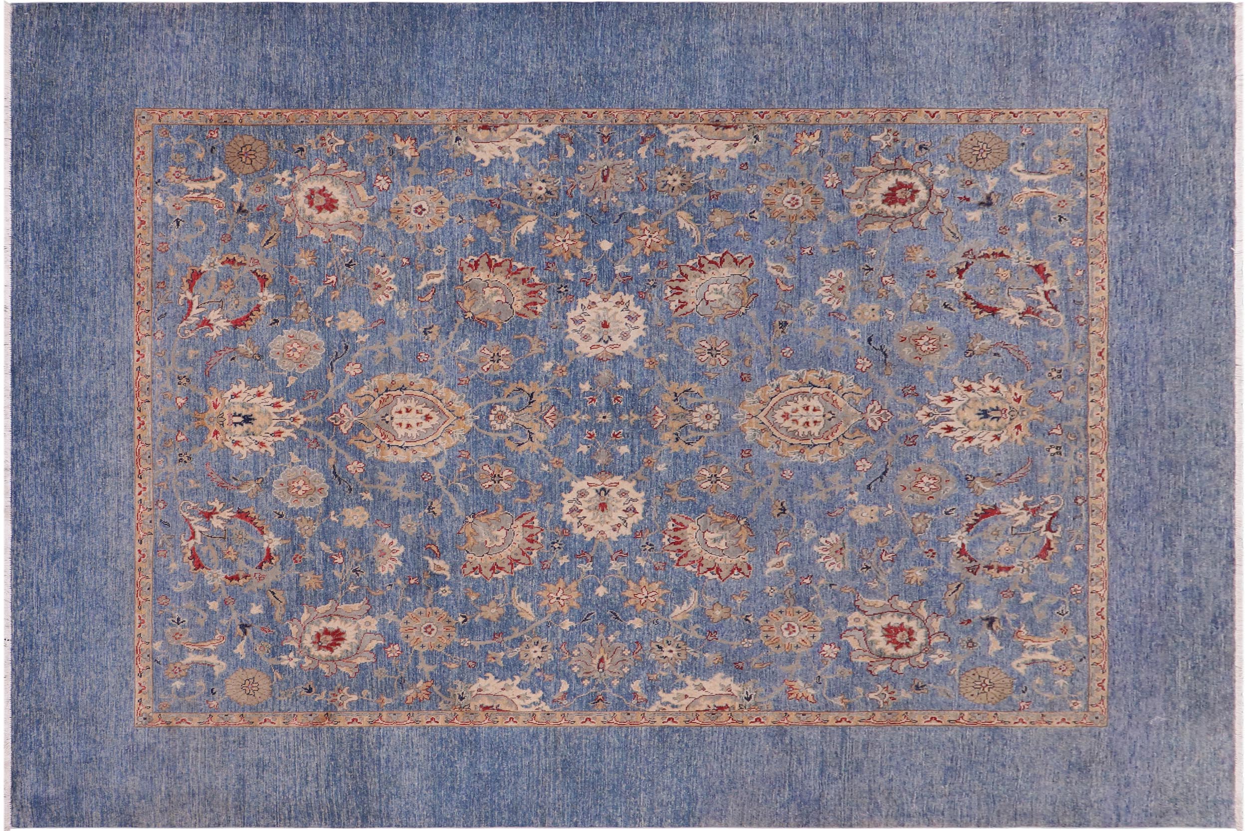 handmade Traditional Kafkaz Blue Tan Hand Knotted RECTANGLE 100% WOOL area rug 8x10