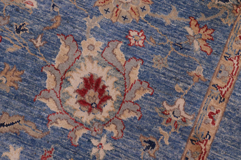 handmade Traditional Kafkaz Blue Tan Hand Knotted RECTANGLE 100% WOOL area rug 8x10