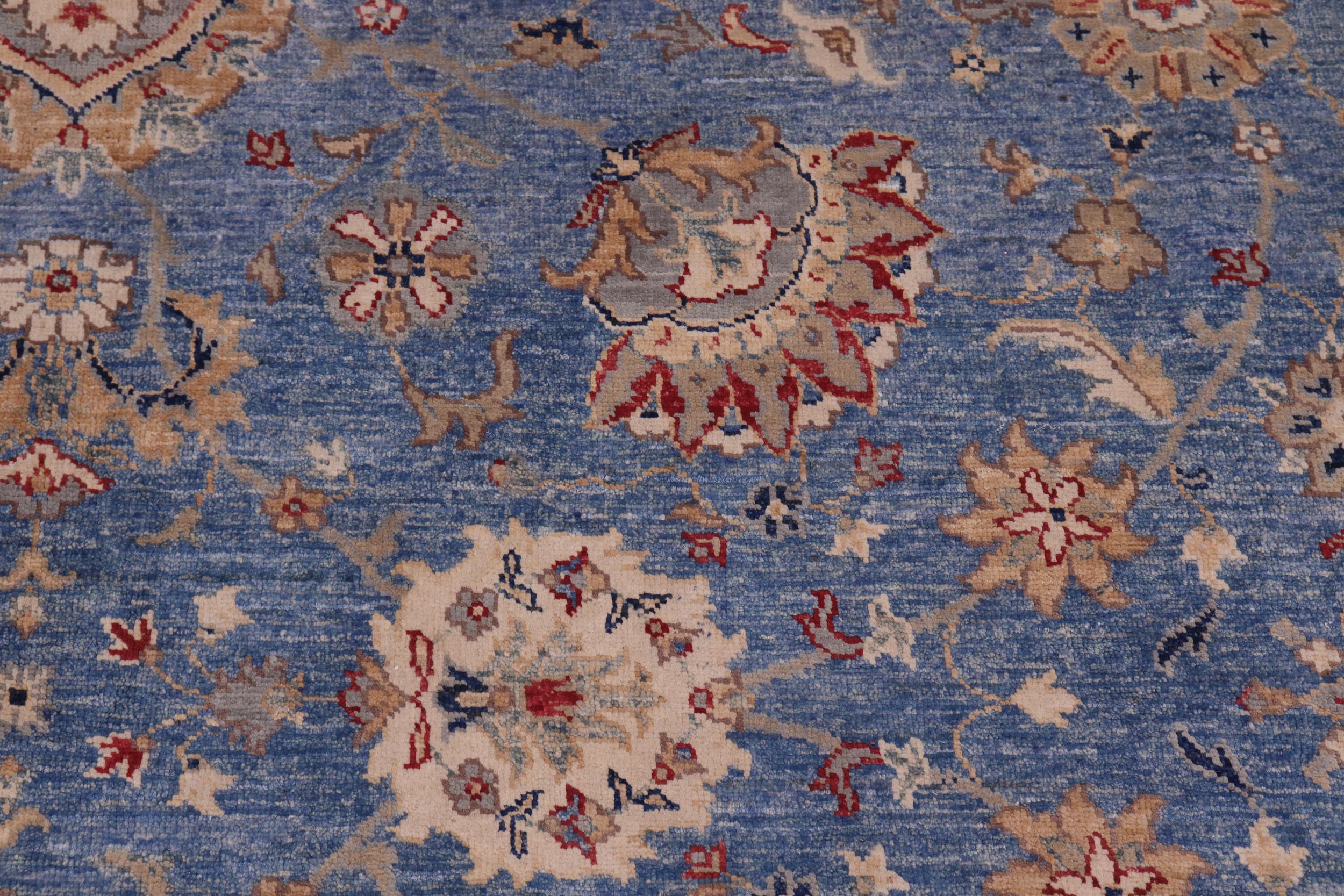 handmade Traditional Kafkaz Blue Tan Hand Knotted RECTANGLE 100% WOOL area rug 8x10