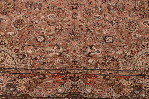 handmade Traditional Lahore Tan Lt. Brown Hand Knotted RECTANGLE WOOL&SILK area rug 6 x 9
