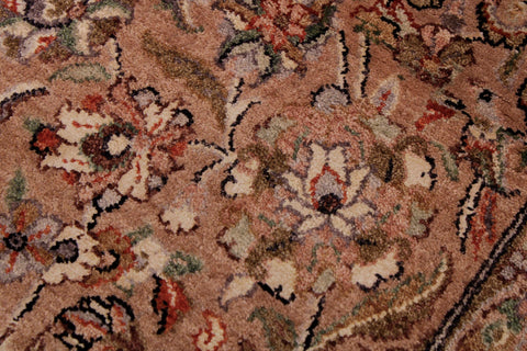 handmade Traditional Lahore Tan Lt. Brown Hand Knotted RECTANGLE WOOL&SILK area rug 6 x 9