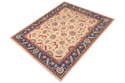 handmade Traditional Kafkaz Beige Blue Hand Knotted RECTANGLE 100% WOOL area rug 8x10