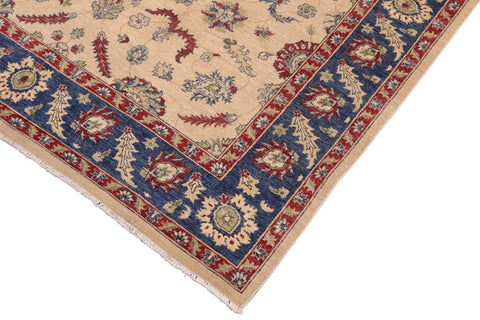handmade Traditional Kafkaz Beige Blue Hand Knotted RECTANGLE 100% WOOL area rug 8x10