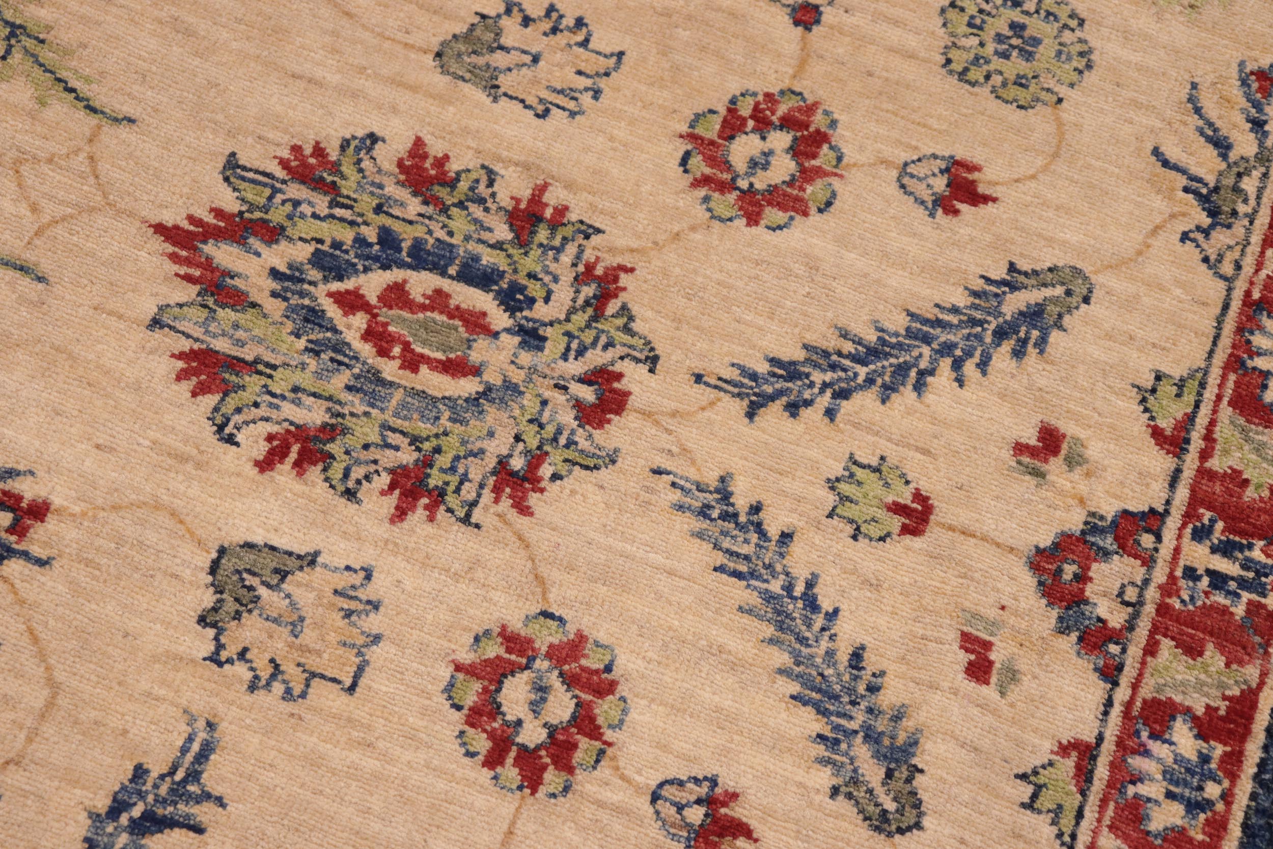 handmade Traditional Kafkaz Beige Blue Hand Knotted RECTANGLE 100% WOOL area rug 8x10