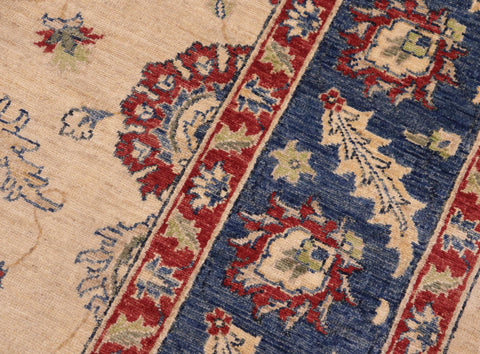 handmade Traditional Kafkaz Beige Blue Hand Knotted RECTANGLE 100% WOOL area rug 8x10