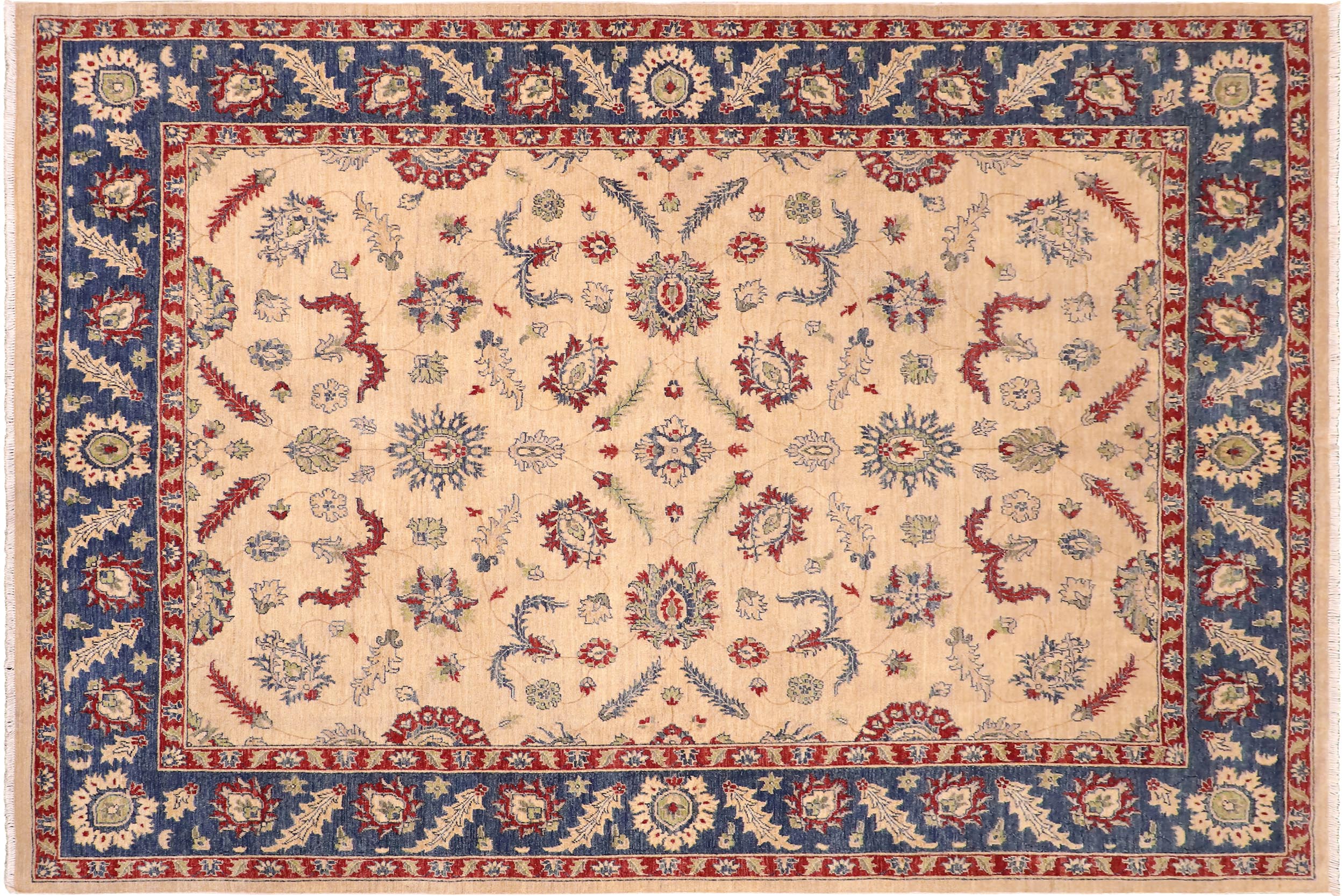 handmade Traditional Kafkaz Beige Blue Hand Knotted RECTANGLE 100% WOOL area rug 8x10
