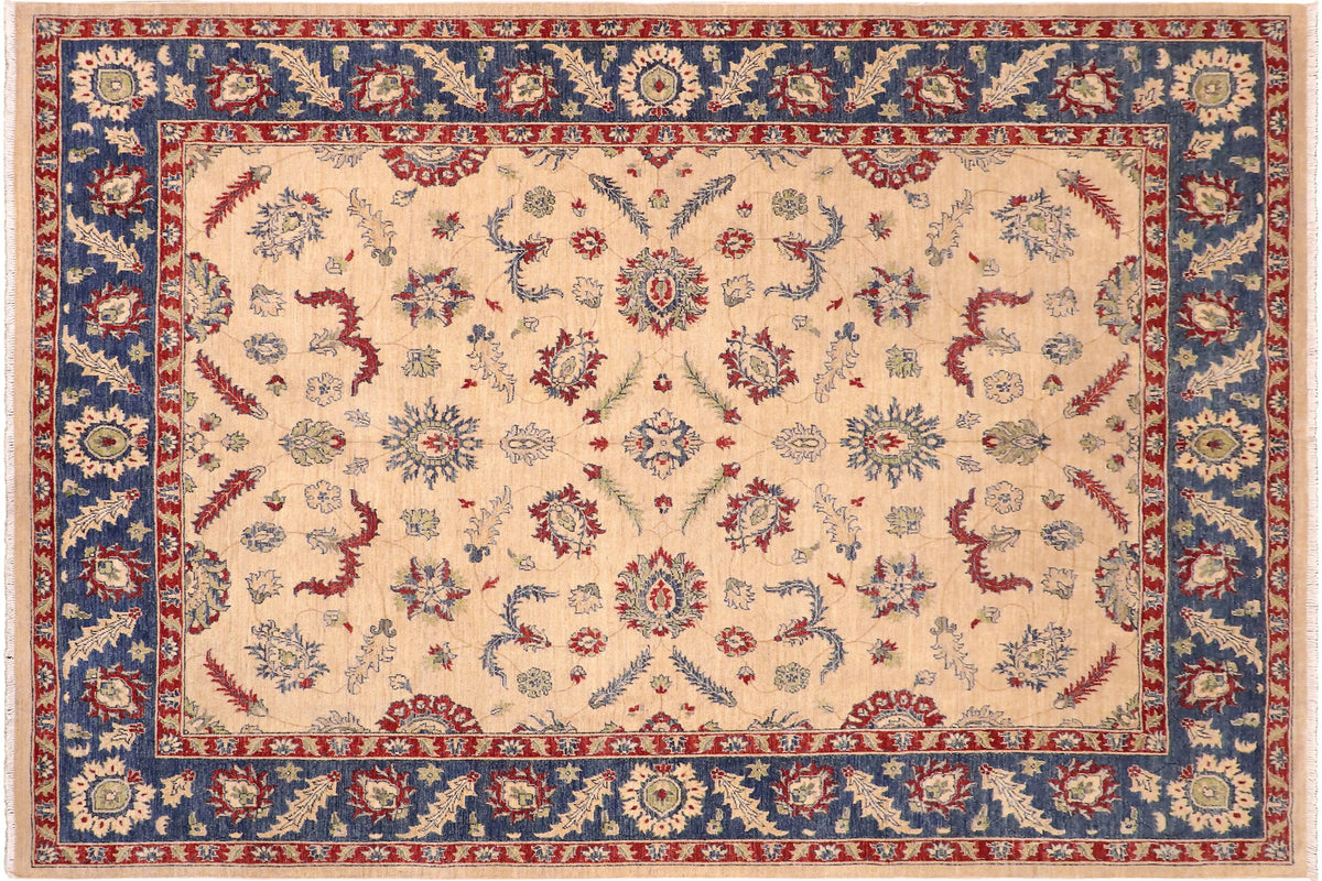 handmade Traditional Kafkaz Beige Blue Hand Knotted RECTANGLE 100% WOOL area rug 8x10