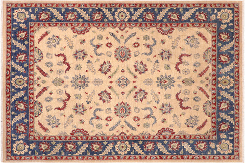 handmade Traditional Kafkaz Beige Blue Hand Knotted RECTANGLE 100% WOOL area rug 8x10
