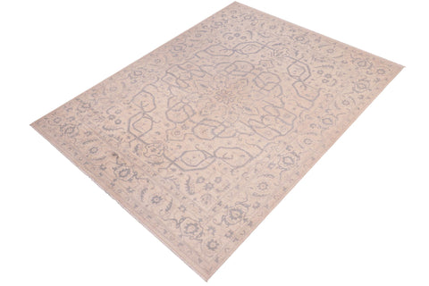 handmade Traditional Kafkaz Ivory Gray Hand Knotted RECTANGLE 100% WOOL area rug 8' x 10'