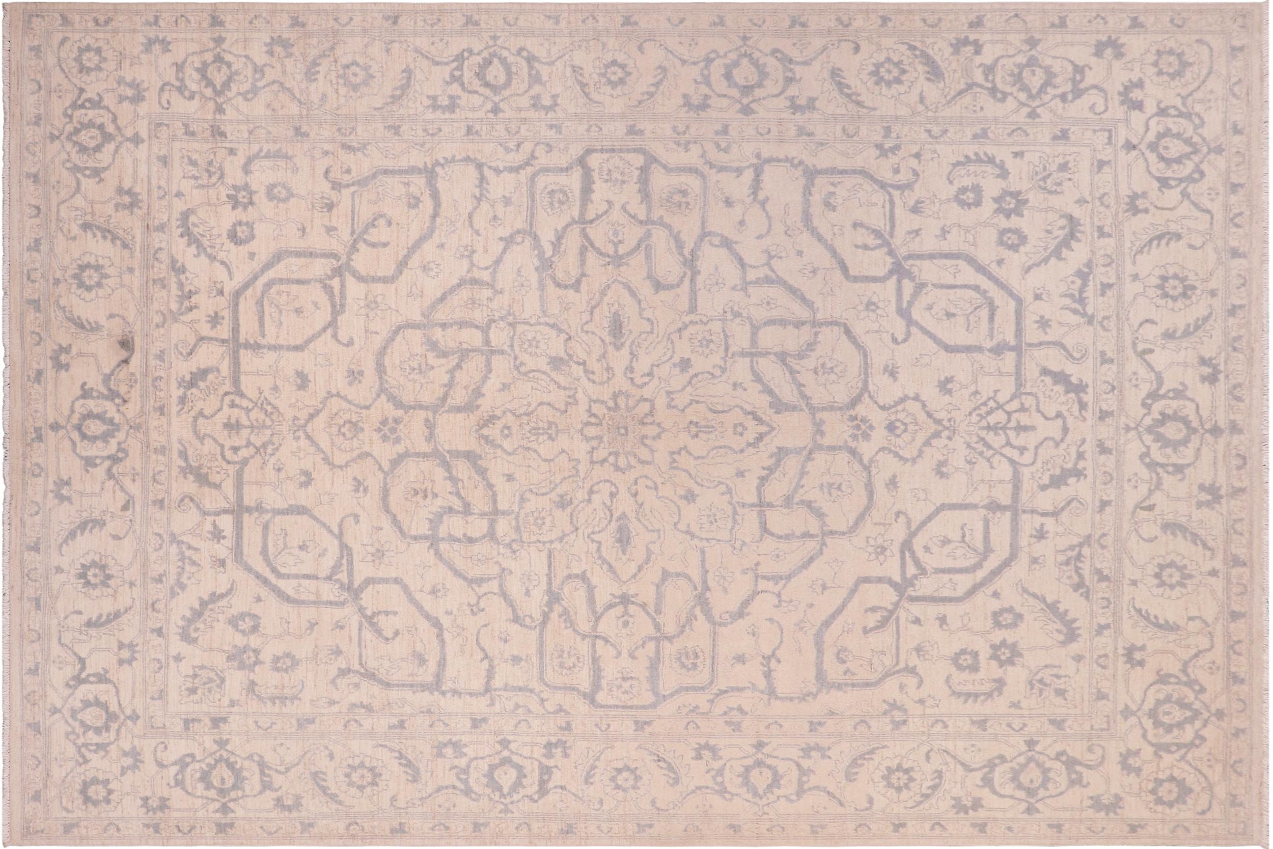 handmade Traditional Kafkaz Ivory Gray Hand Knotted RECTANGLE 100% WOOL area rug 8' x 10'