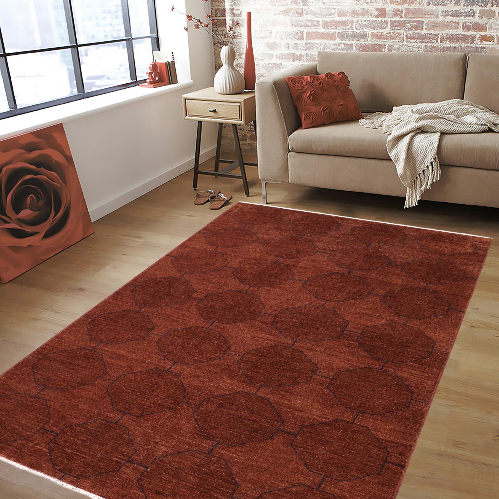 handmade Over Dyed Over Dyed Brown Blue Hand Knotted RECTANGLE 100% WOOL area rug 6' x 9'