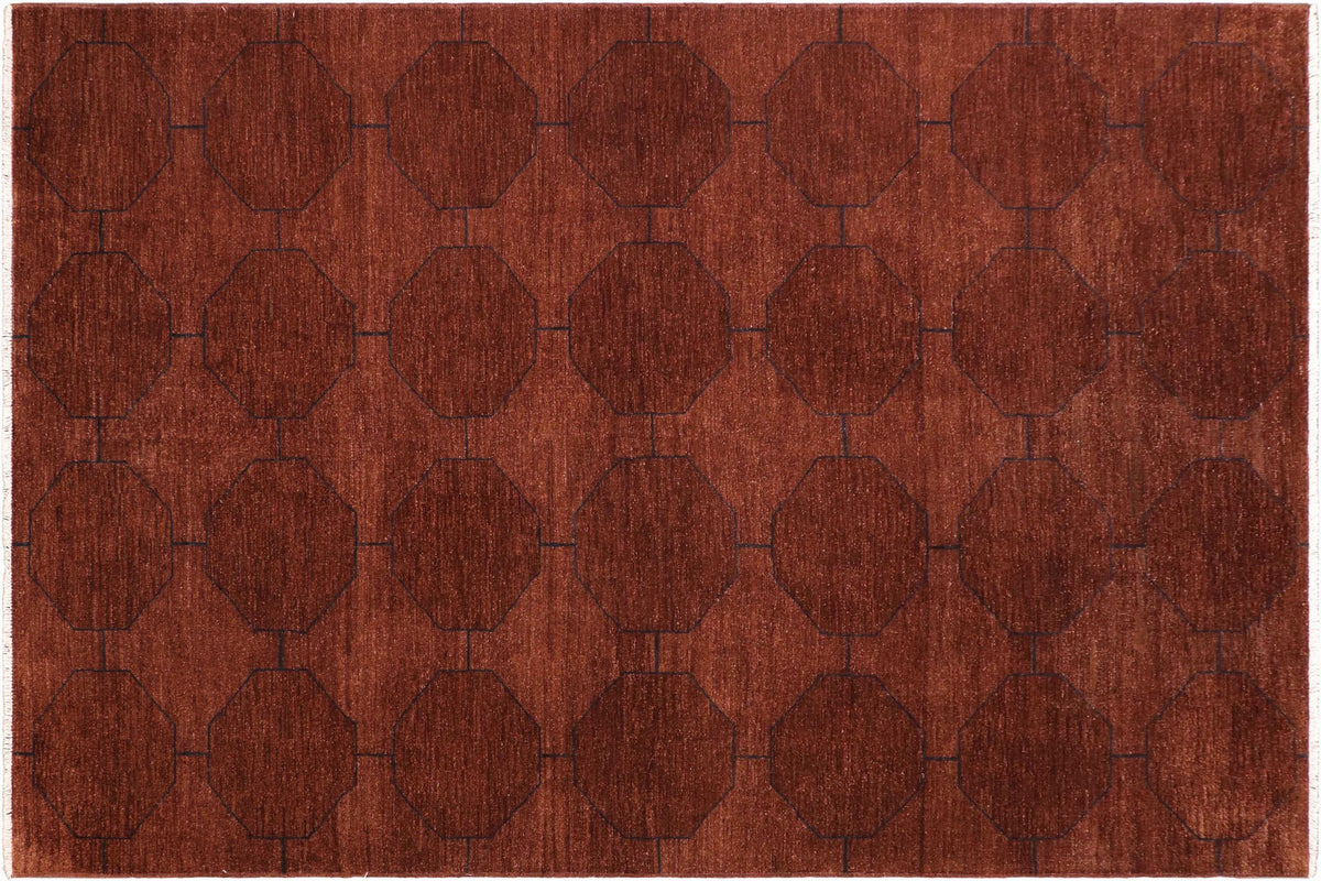 handmade Over Dyed Over Dyed Brown Blue Hand Knotted RECTANGLE 100% WOOL area rug 6' x 9'