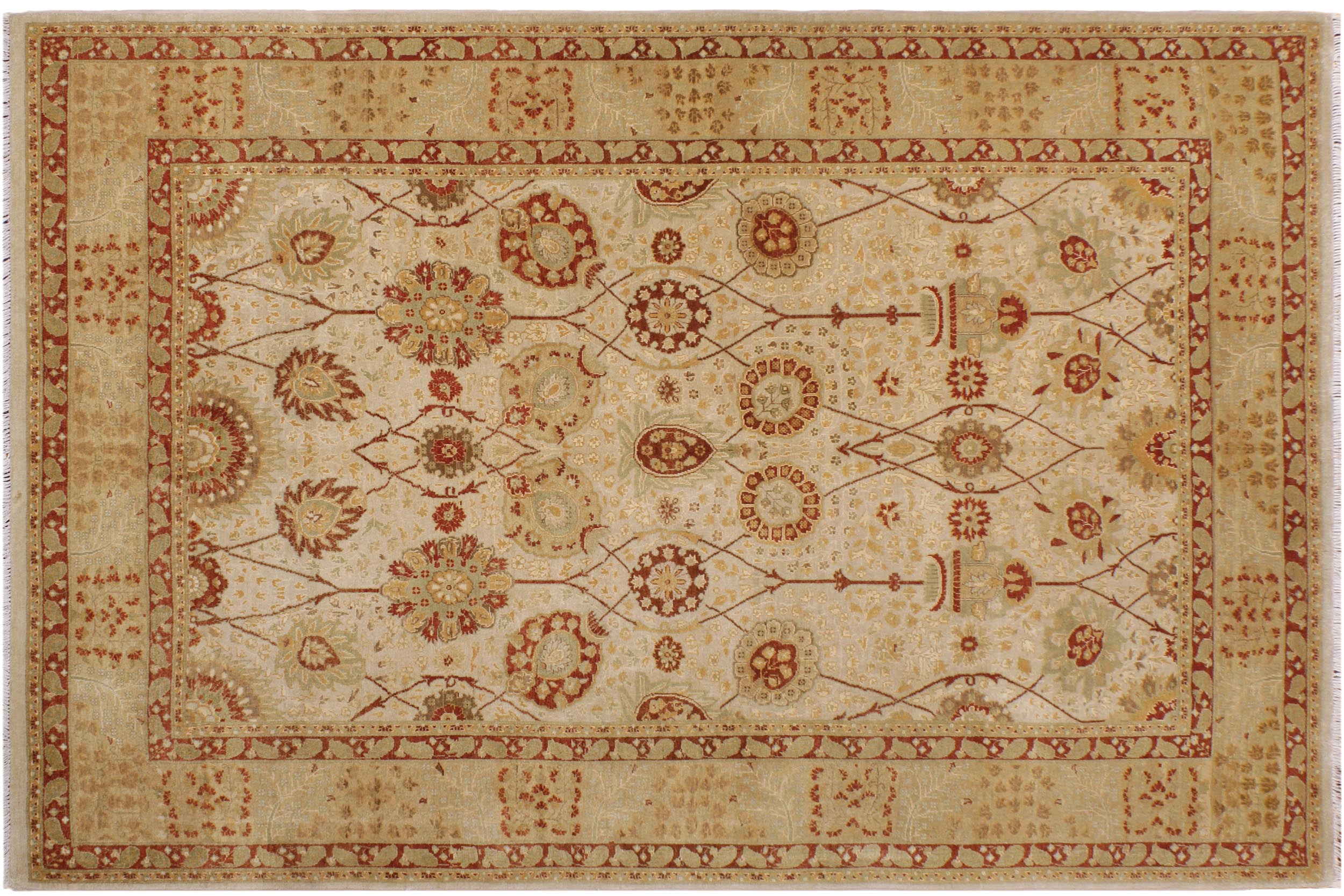 handmade Traditional Kafkaz Tan Gold Hand Knotted RECTANGLE 100% WOOL area rug 6' x 9'