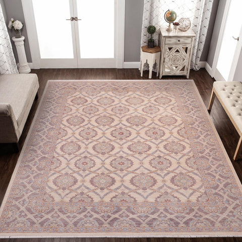 handmade Transitional Kafkaz Ivory Gray Hand Knotted RECTANGLE 100% WOOL area rug 5' x 8'