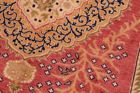 handmade Traditional Design Rust Gold Hand Knotted RECTANGLE 100% WOOL area rug 4' x 6'