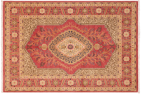 handmade Traditional Design Rust Gold Hand Knotted RECTANGLE 100% WOOL area rug 4' x 6'