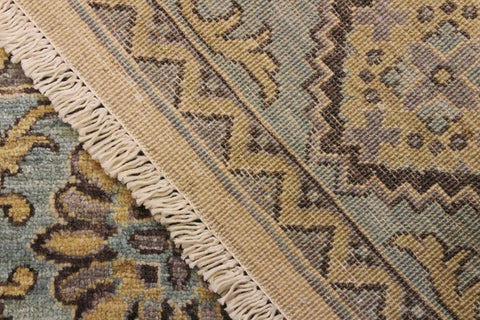 handmade Transitional Kafkaz Ivory Lt. Blue Hand Knotted RECTANGLE 100% WOOL area rug 6X8