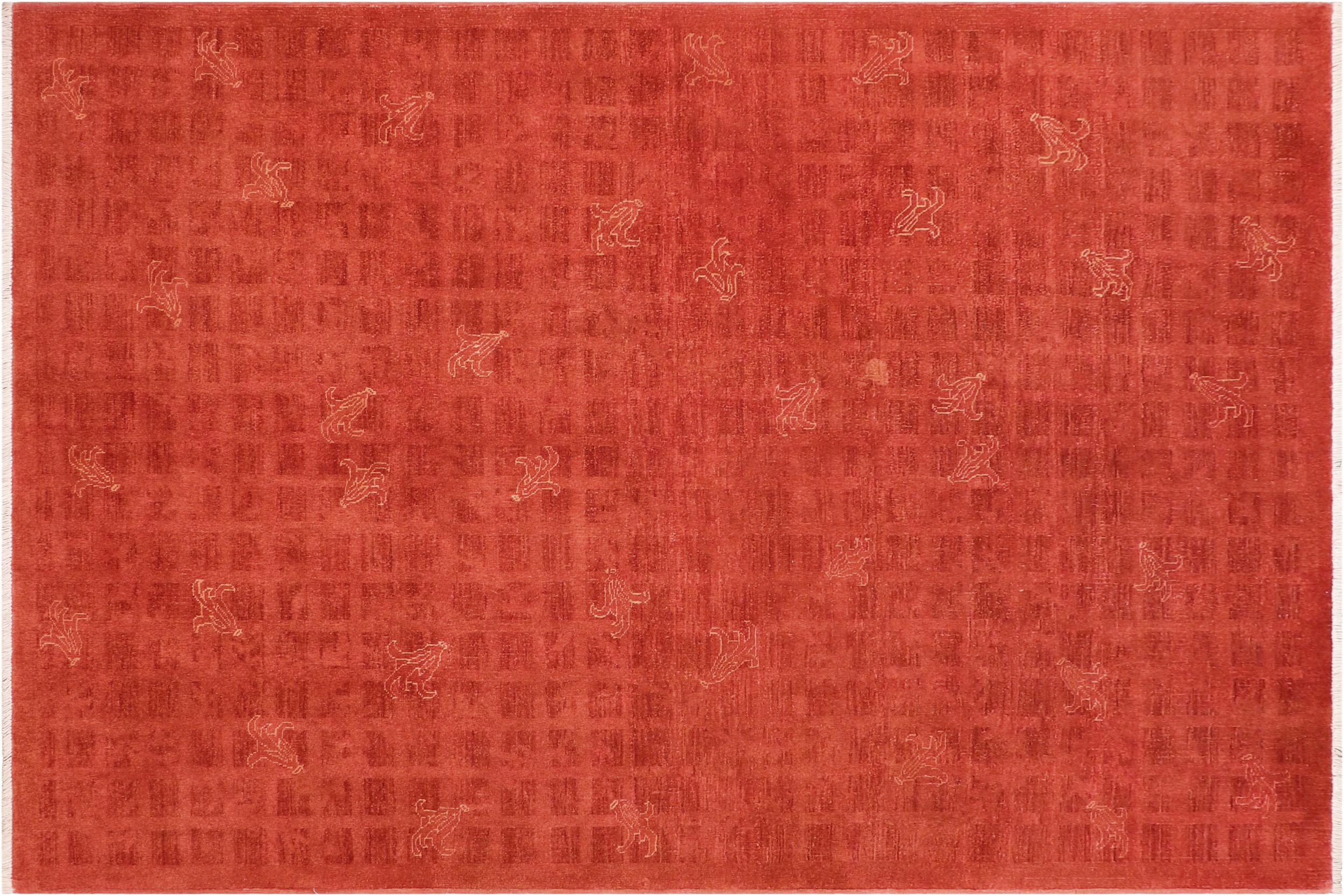 handmade Over Dyed Over Dyed Rust Orange Hand Knotted RECTANGLE 100% WOOL area rug 6' x 9'