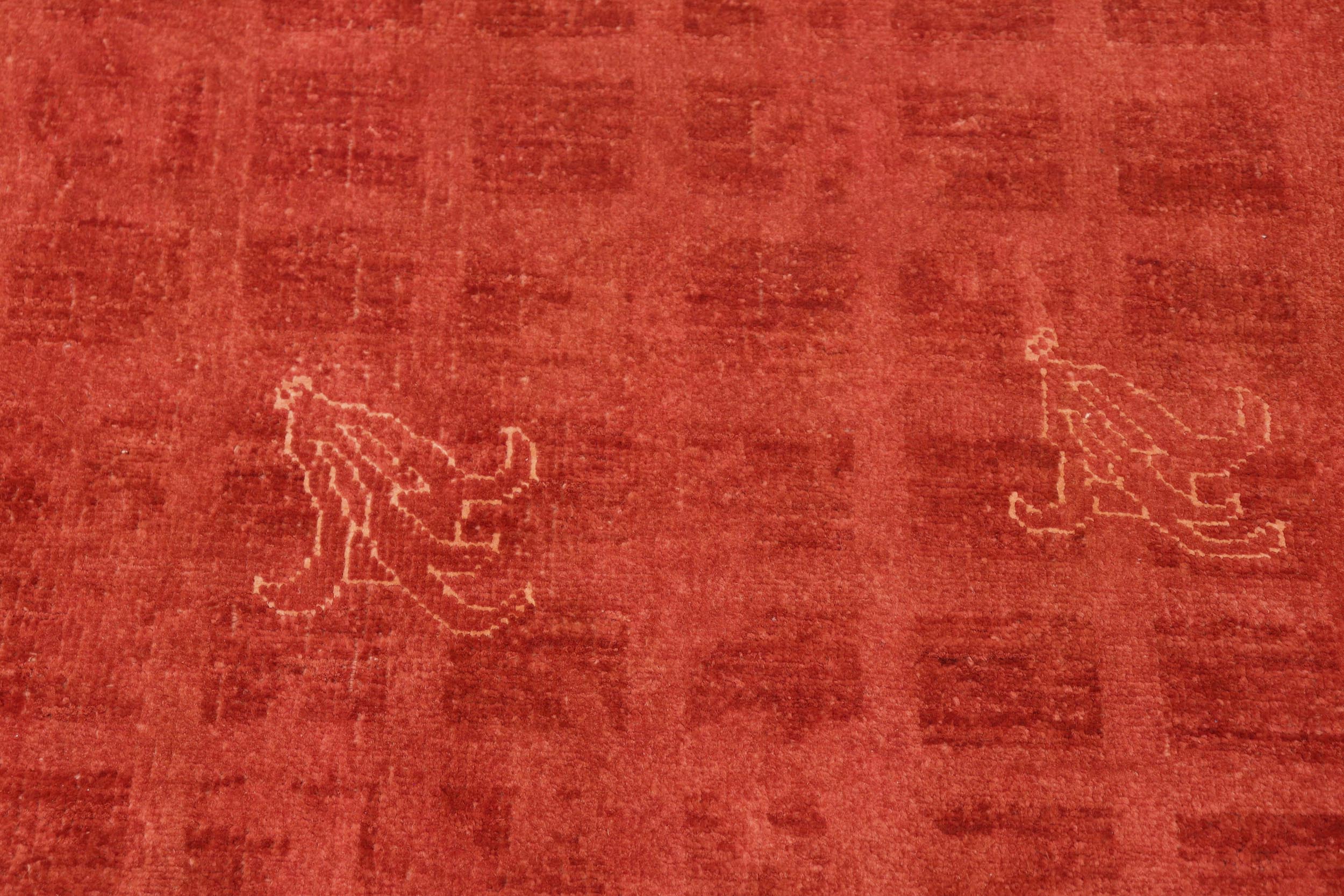 handmade Over Dyed Over Dyed Rust Orange Hand Knotted RECTANGLE 100% WOOL area rug 6' x 9'