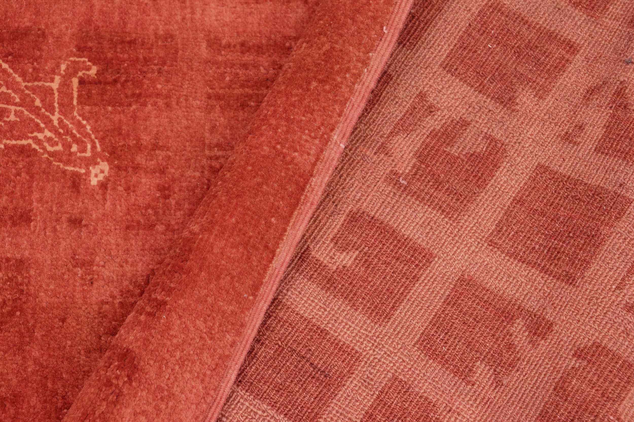 handmade Over Dyed Over Dyed Rust Orange Hand Knotted RECTANGLE 100% WOOL area rug 6' x 9'