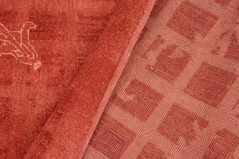 handmade Over Dyed Over Dyed Rust Orange Hand Knotted RECTANGLE 100% WOOL area rug 6' x 9'