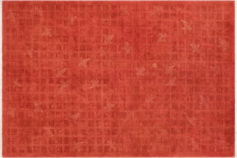 handmade Over Dyed Over Dyed Rust Orange Hand Knotted RECTANGLE 100% WOOL area rug 6' x 9'