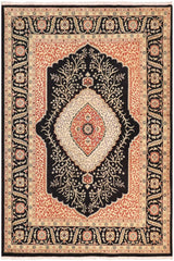 handmade Traditional Design Black Green Hand Knotted RECTANGLE 100% WOOL area rug 5'X7'