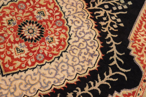 handmade Traditional Design Black Green Hand Knotted RECTANGLE 100% WOOL area rug 5' x 7'