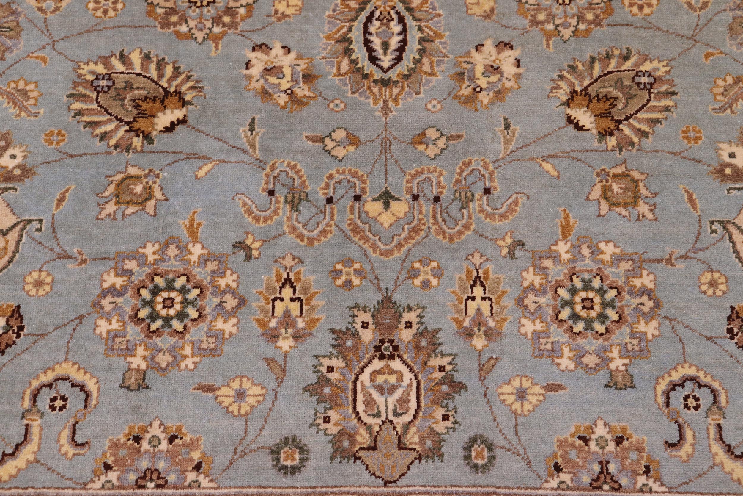 handmade Transitional Lahore Lt. Blue Lt. Tan Hand Knotted RECTANGLE 100% WOOL area rug 6' x 9'
