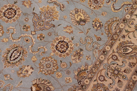 handmade Transitional Lahore Lt. Blue Lt. Tan Hand Knotted RECTANGLE 100% WOOL area rug 6' x 9'