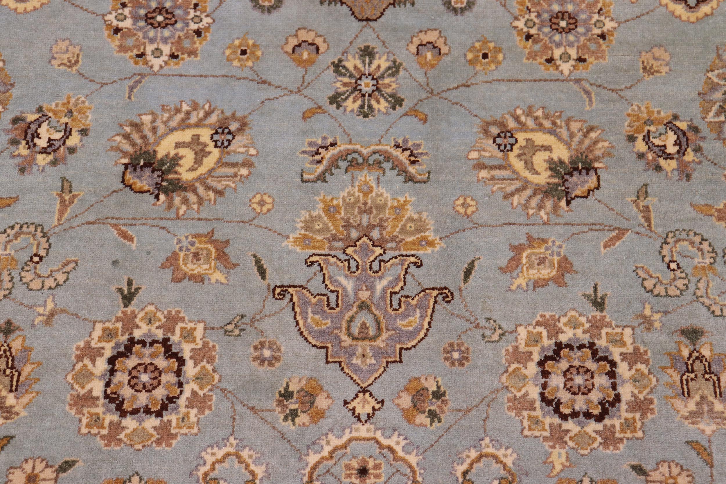 handmade Transitional Lahore Lt. Blue Lt. Tan Hand Knotted RECTANGLE 100% WOOL area rug 6' x 9'
