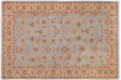 handmade Transitional Lahore Lt. Blue Lt. Tan Hand Knotted RECTANGLE 100% WOOL area rug 6' x 9'