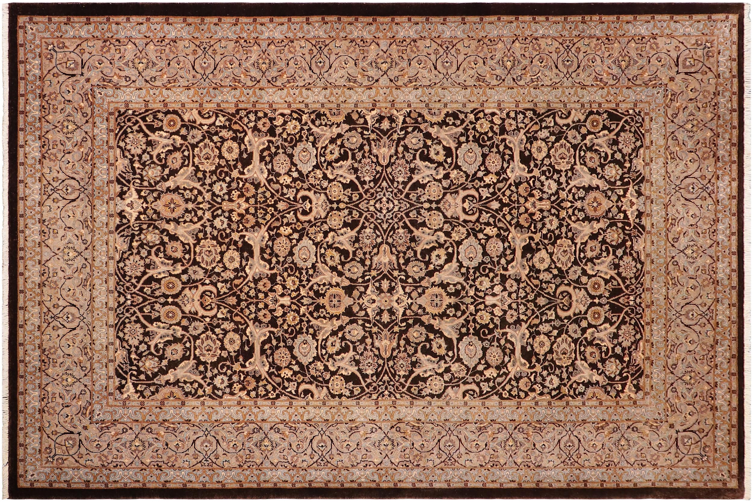 handmade Traditional Veg Dye Brown Tan Hand Knotted RECTANGLE 100% WOOL area rug 6' x 9'