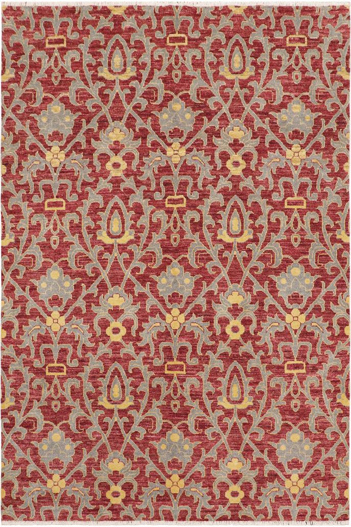 handmade Transitional Modern Red Gray Hand Knotted RECTANGLE 100% WOOL area rug 6X9