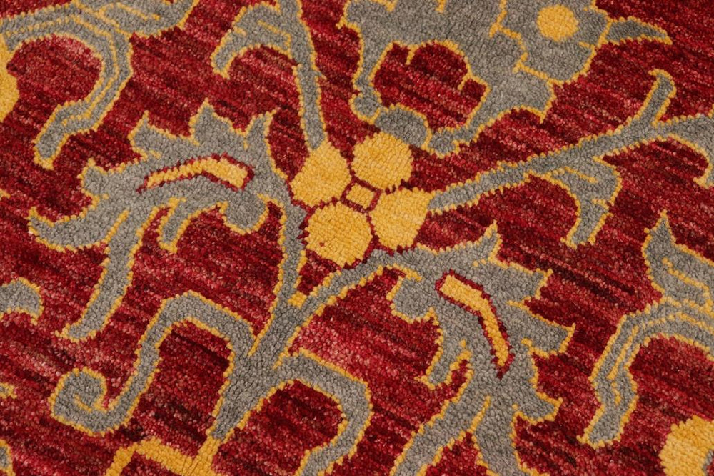 handmade Transitional Modern Red Gray Hand Knotted RECTANGLE 100% WOOL area rug 6X9