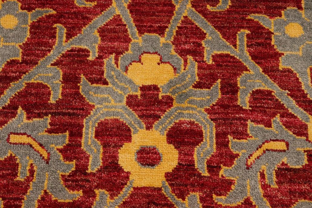 handmade Transitional Modern Red Gray Hand Knotted RECTANGLE 100% WOOL area rug 6X9