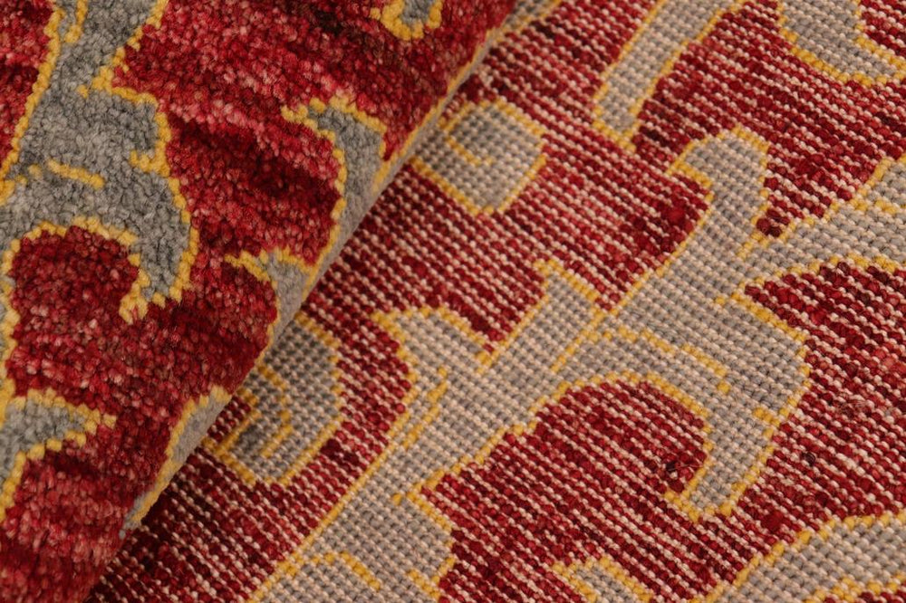 handmade Transitional Modern Red Gray Hand Knotted RECTANGLE 100% WOOL area rug 6X9