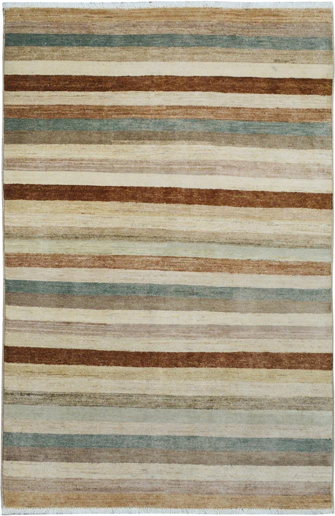 handmade Modern Kafkaz Tan Brown Hand Knotted RECTANGLE 100% WOOL area rug 4X6