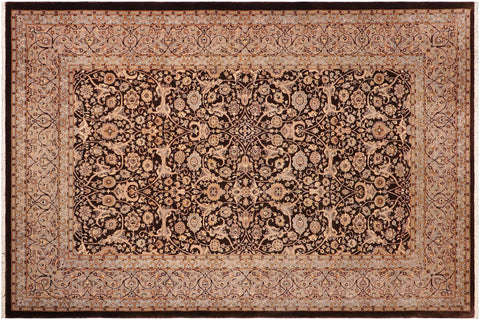 handmade Traditional Veg Dye Brown Tan Hand Knotted RECTANGLE 100% WOOL area rug 6' x 9'