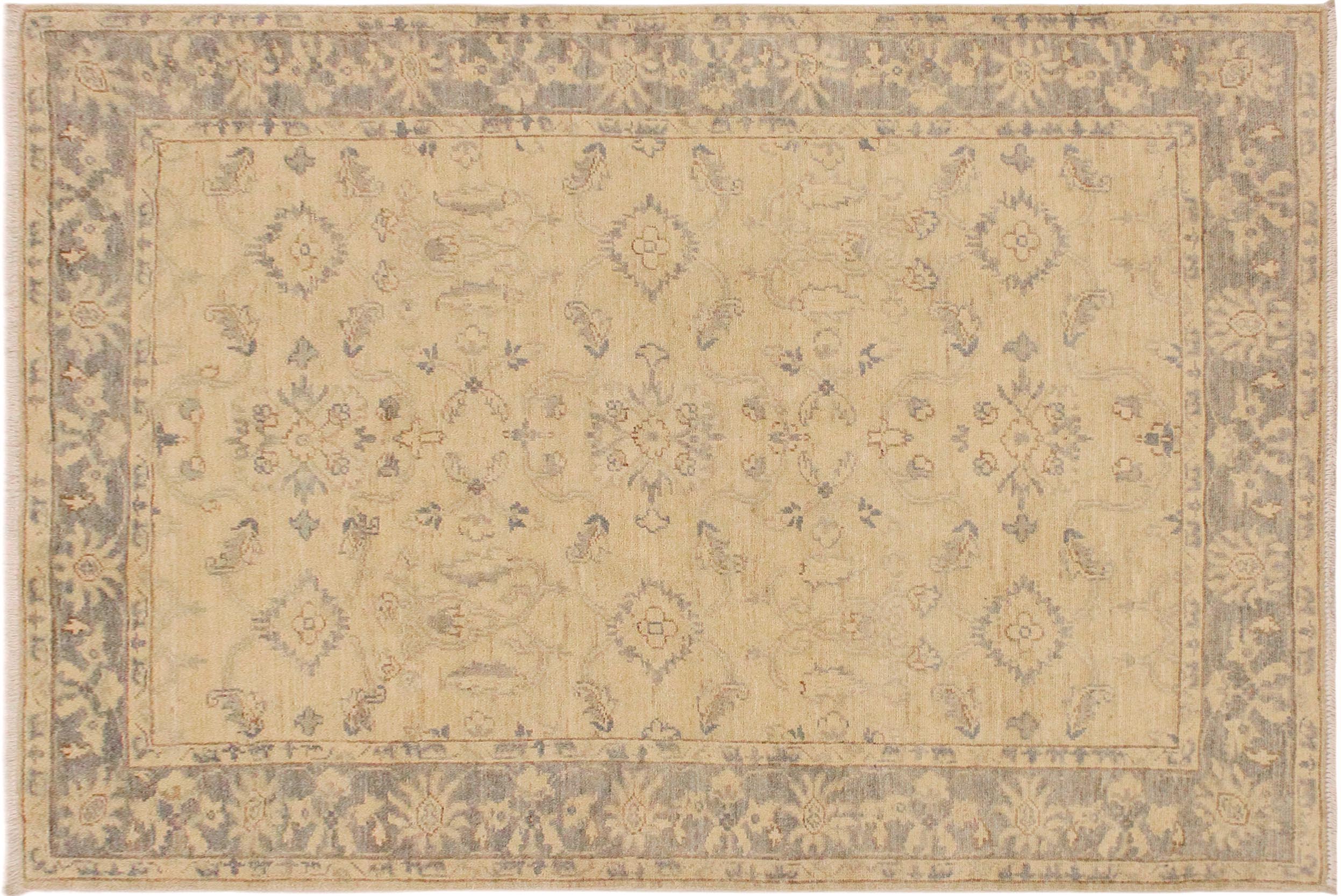 handmade Traditional Kafkaz Ivory Gray Hand Knotted RECTANGLE 100% WOOL area rug 4x6