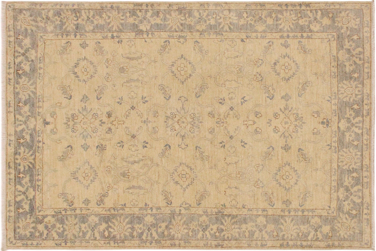 handmade Traditional Kafkaz Ivory Gray Hand Knotted RECTANGLE 100% WOOL area rug 4x6