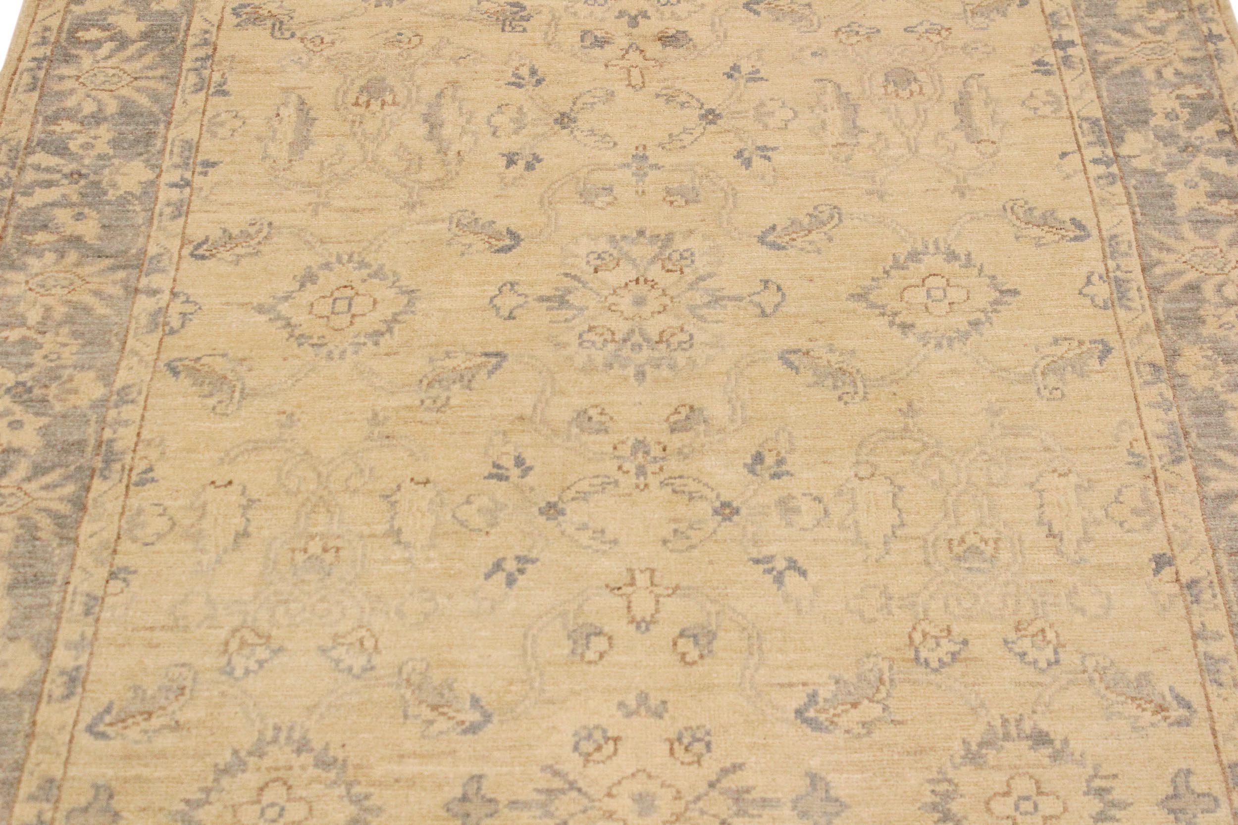 handmade Traditional Kafkaz Ivory Gray Hand Knotted RECTANGLE 100% WOOL area rug 4x6