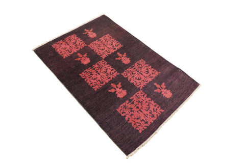 handmade Over Dyed Over Dyed Purple Pink Hand Knotted RECTANGLE 100% WOOL area rug 3' x 5'