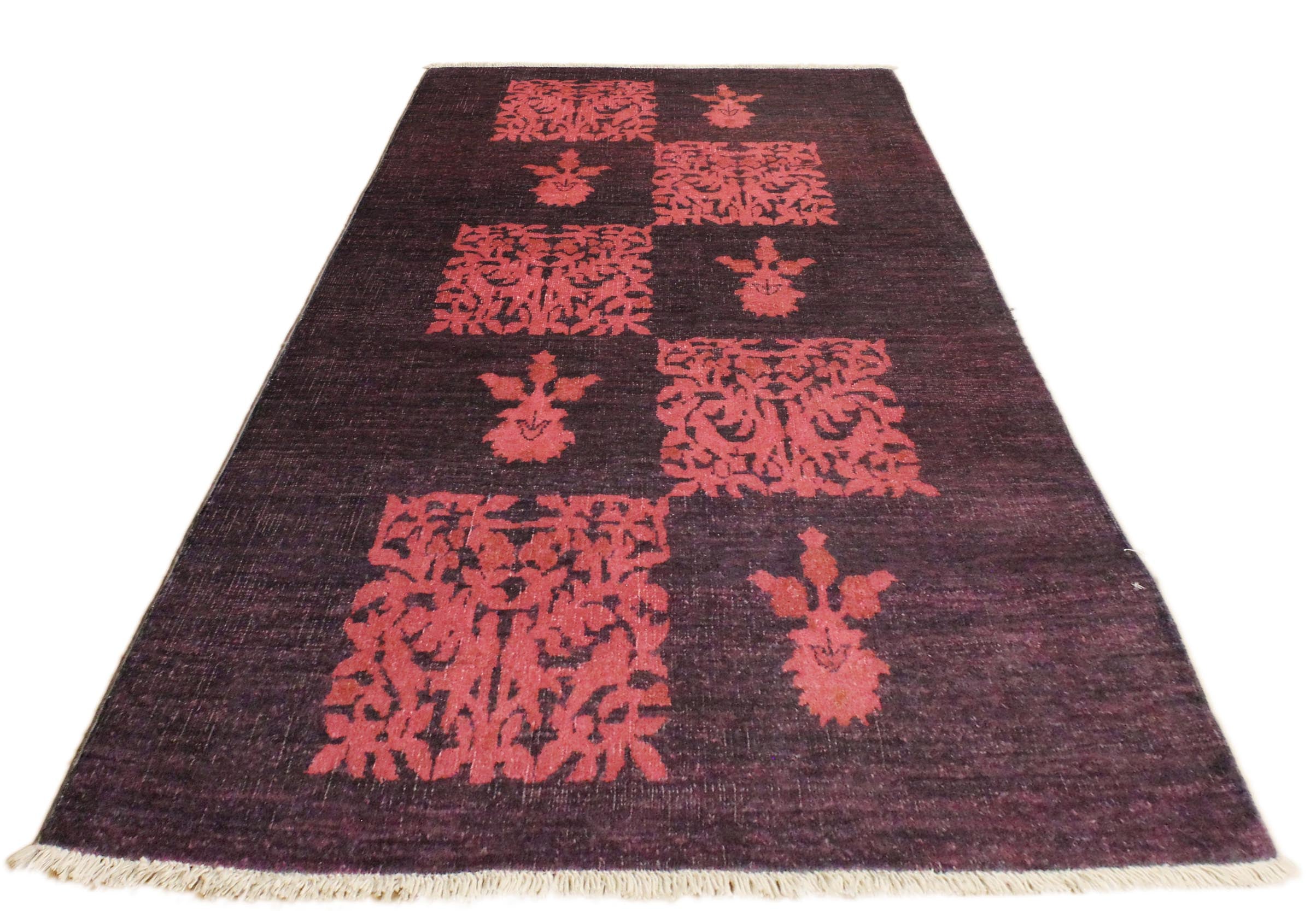 handmade Over Dyed Over Dyed Purple Pink Hand Knotted RECTANGLE 100% WOOL area rug 3' x 5'