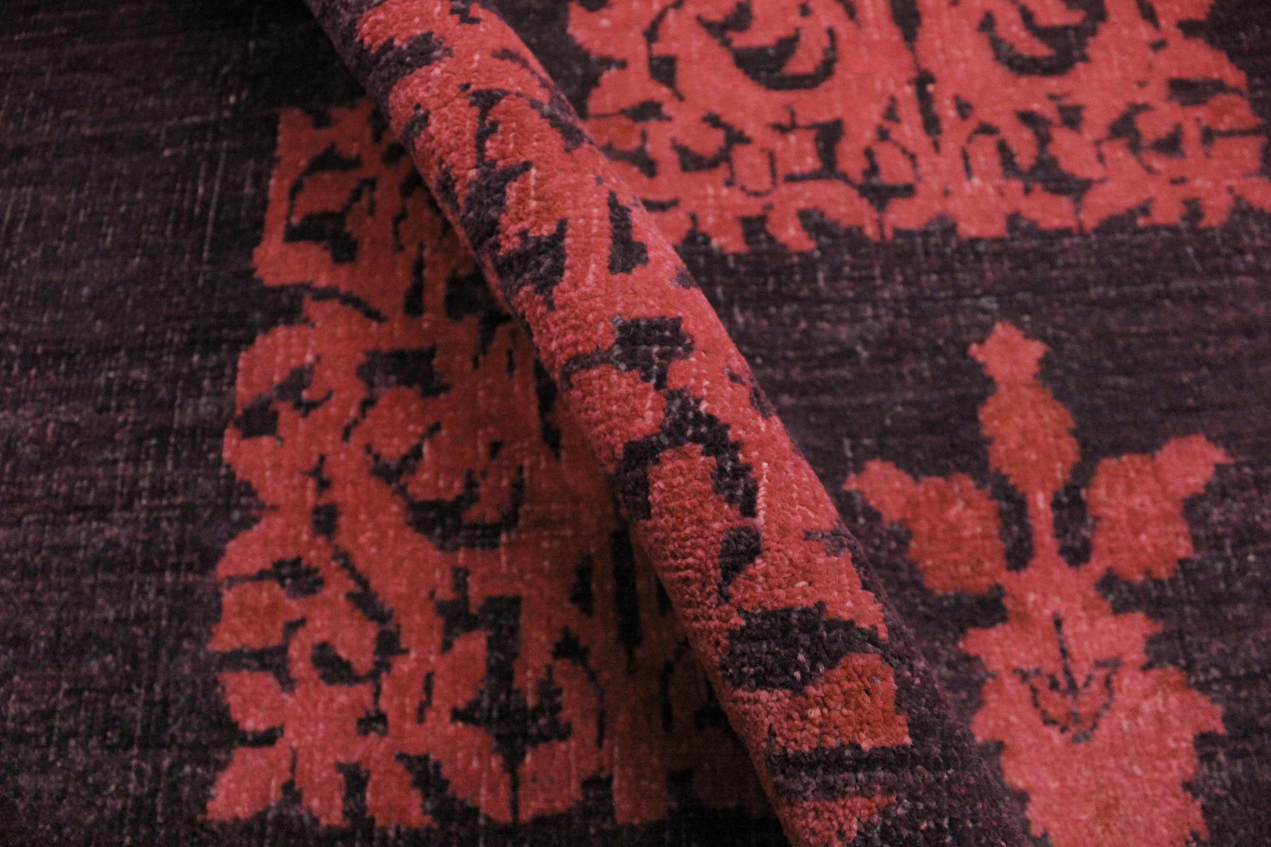 handmade Over Dyed Over Dyed Purple Pink Hand Knotted RECTANGLE 100% WOOL area rug 3' x 5'