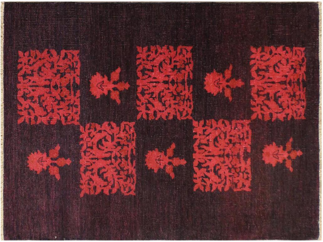 handmade Over Dyed Over Dyed Purple Pink Hand Knotted RECTANGLE 100% WOOL area rug 3x5