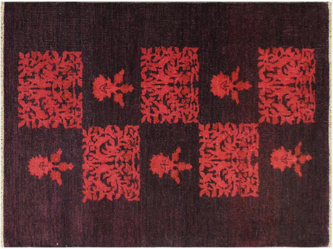 handmade Over Dyed Over Dyed Purple Pink Hand Knotted RECTANGLE 100% WOOL area rug 3x5