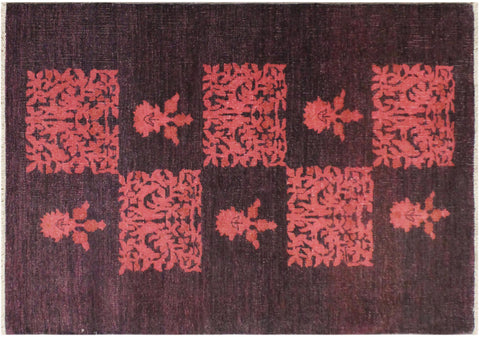 handmade Over Dyed Over Dyed Purple Pink Hand Knotted RECTANGLE 100% WOOL area rug 3' x 5'