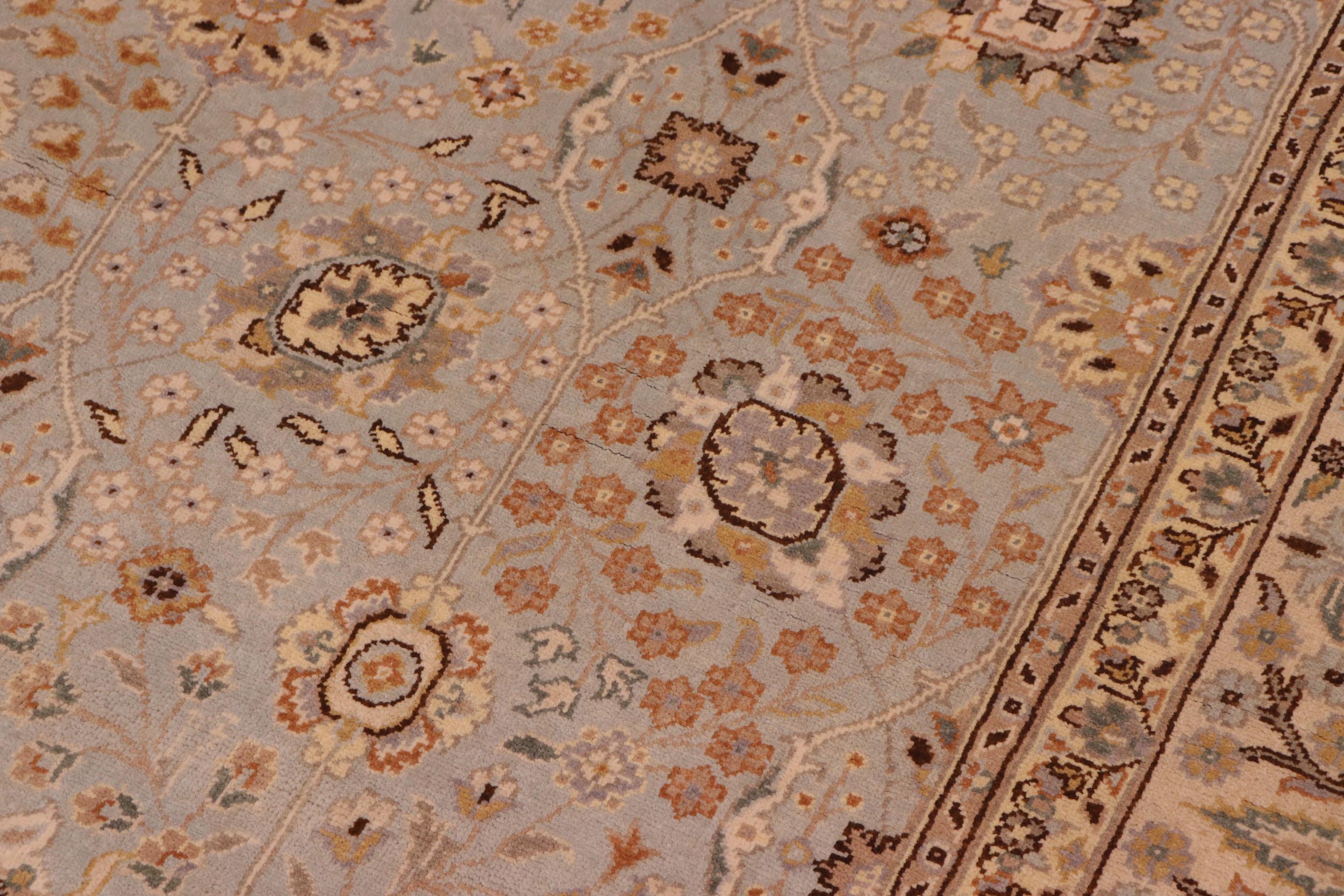 handmade Traditional Design Lt. Blue Tan Hand Knotted RECTANGLE 100% WOOL area rug 6' x 9'